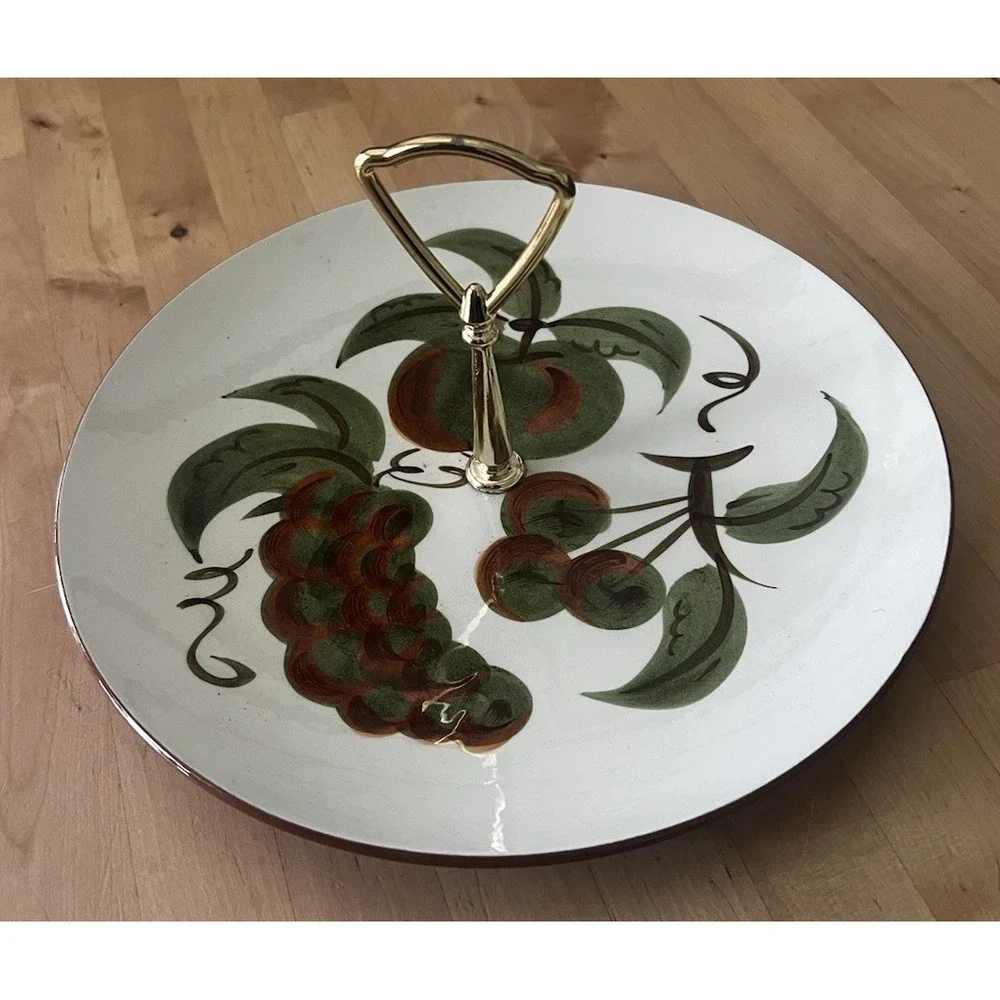 Stangl Orchard Song Hand Painted Tidbit Tray Serving Plate w/ Handle 10